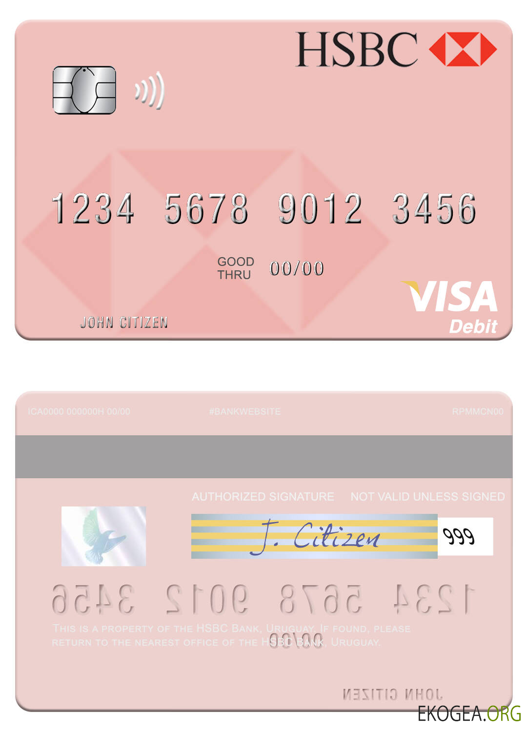Carte de débit visa de la banque HSBC d'Uruguay